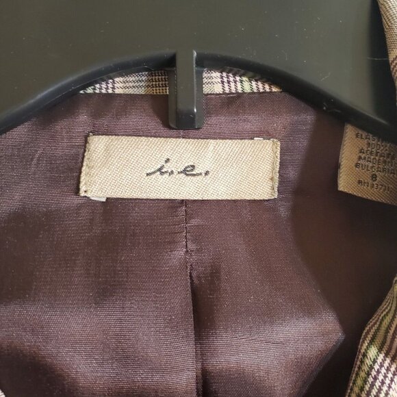 Vintage  I.e Adult Women Business Blazer Jacket Brown Striped Size 8 - Picture 8 of 12